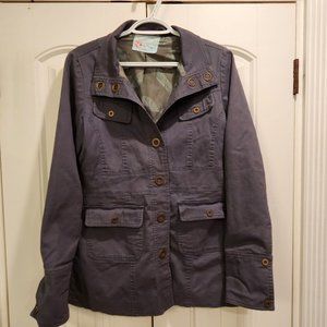 CARVE DESIGNS green military snap button peacock embroidered jacket M